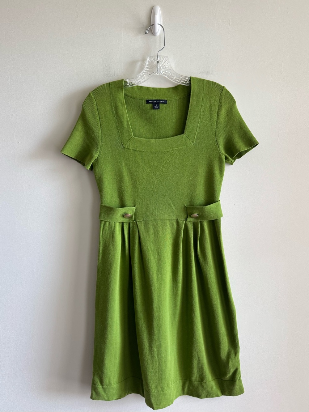 Banana Republic Moss Green Square Neck Dress